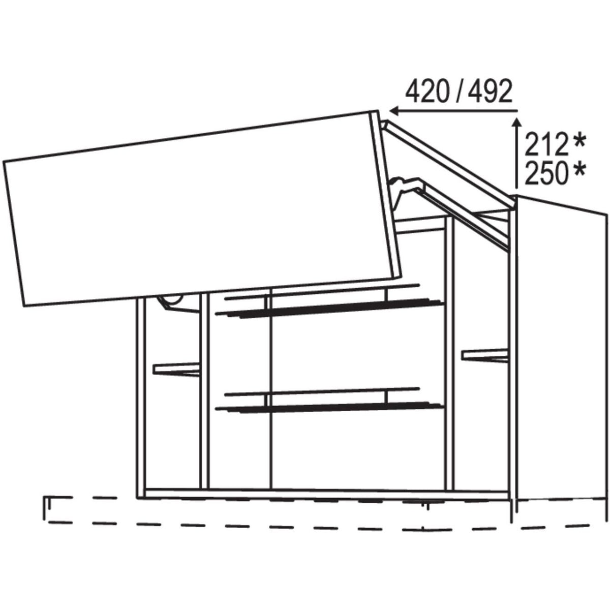 Nobilia Wandschrank Falt-Lifttuer fuer Flachschirm-Dunsthauben WDAFFL90-2 40842