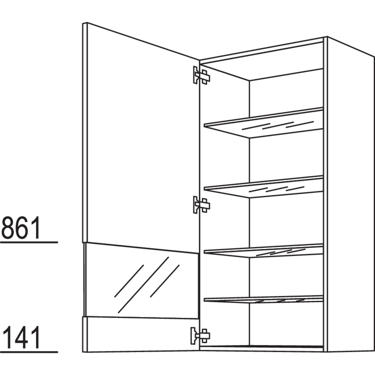 Nobilia Wandschrank Segmentglastuer WGLS50-130 25552