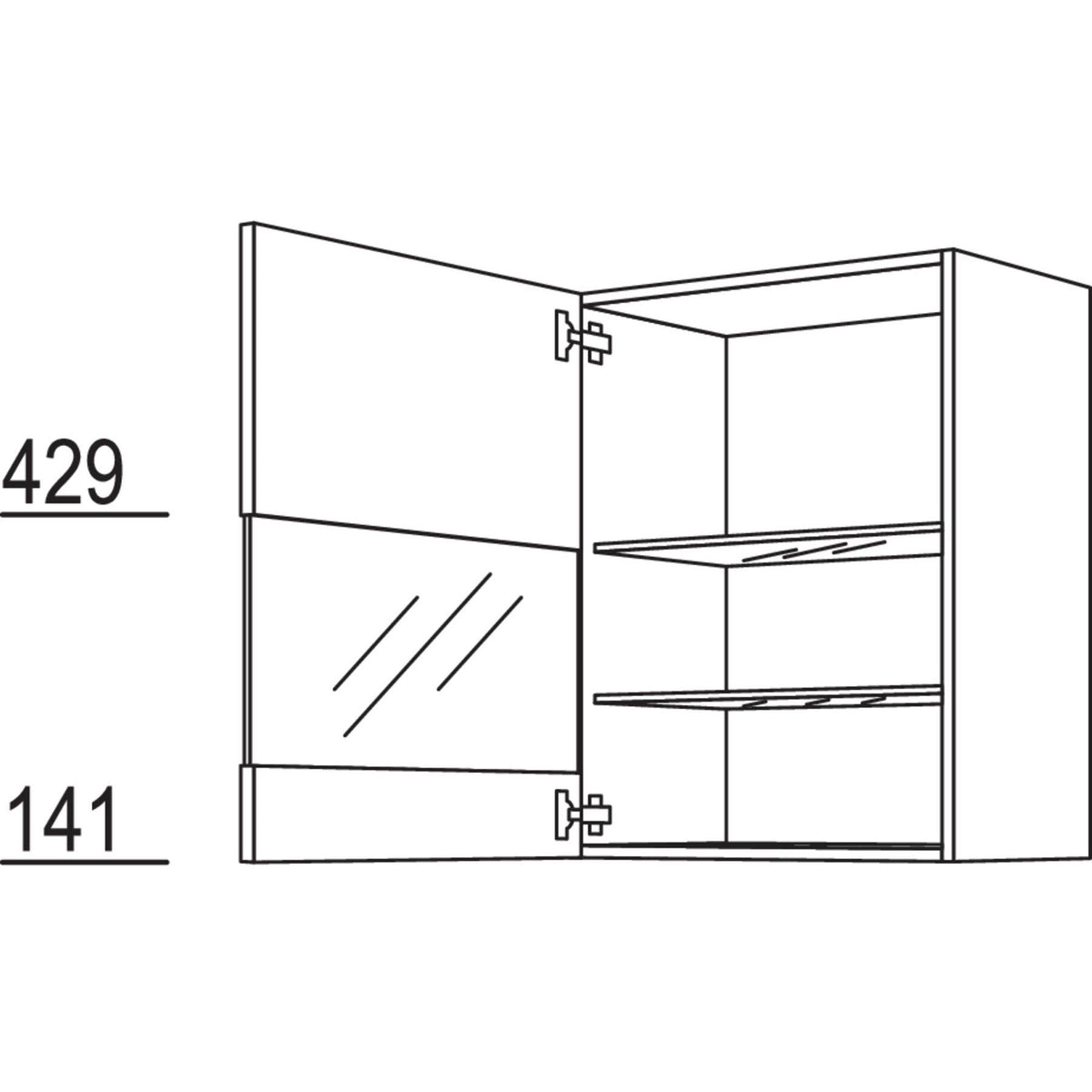 Nobilia Wandschrank Segmentglastür WGLS60-3 51433