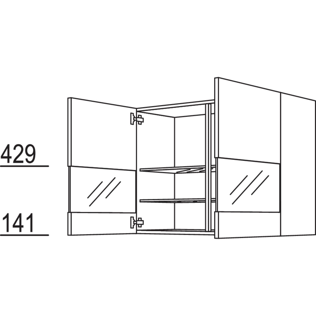 Nobilia Wandschrank Segmentglastür WGLS100-2 41441