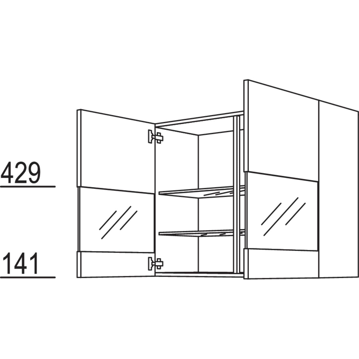 Nobilia Wandschrank Segmentglastür WGLS100-3 51441
