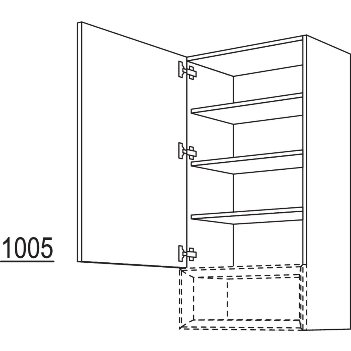 Nobilia Wandschrank fuer Regaleinsatz Case WCU60-130 25212