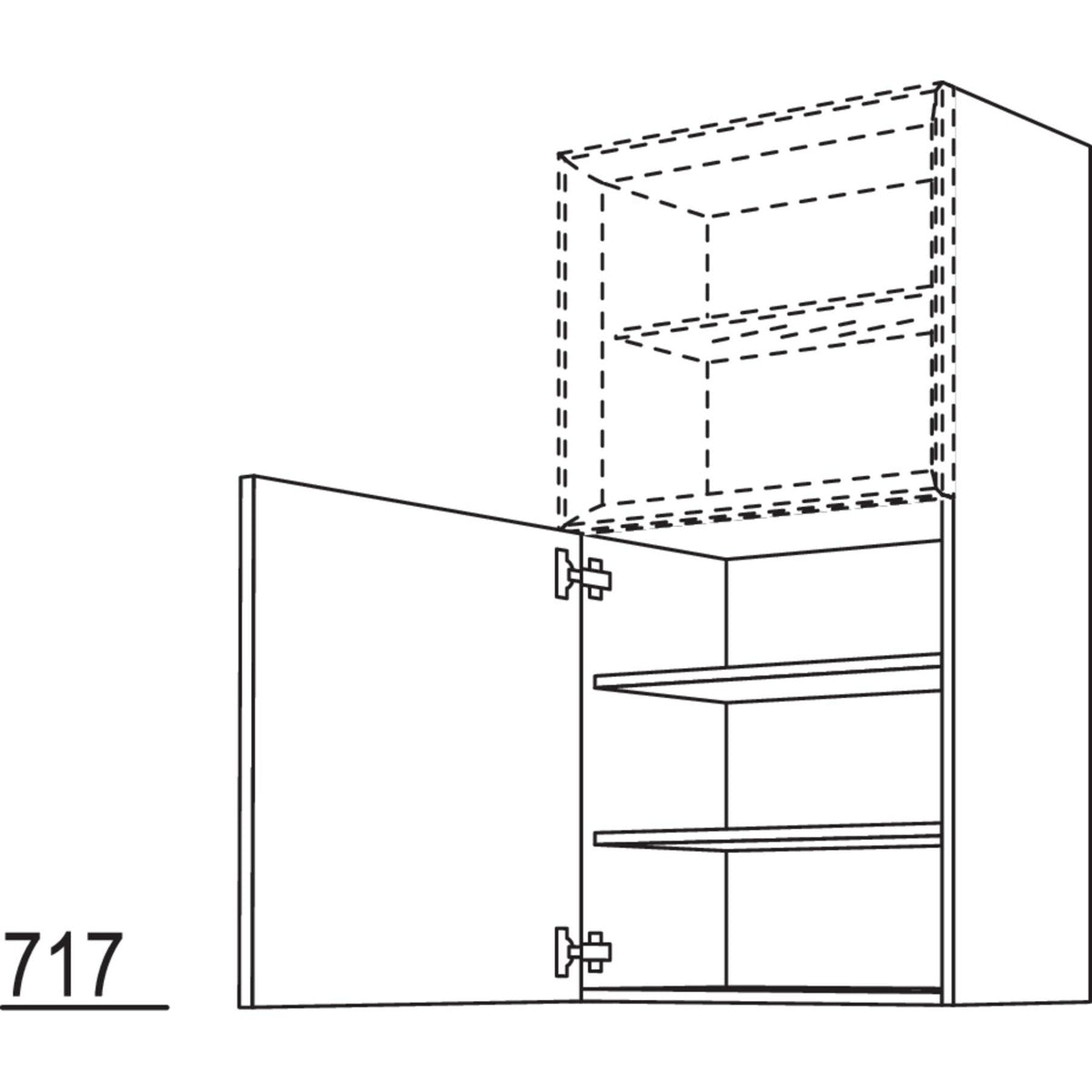 Nobilia Wandschrank fuer Regaleinsatz Case WDCO50-130 25225
