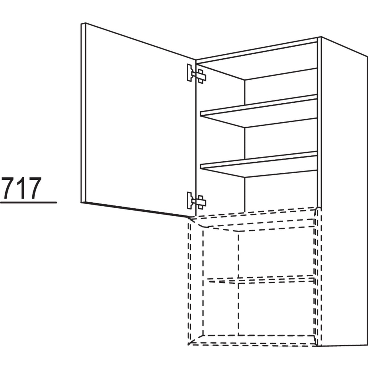 Nobilia Wandschrank fuer Regaleinsatz Case WDCU45-130 25219