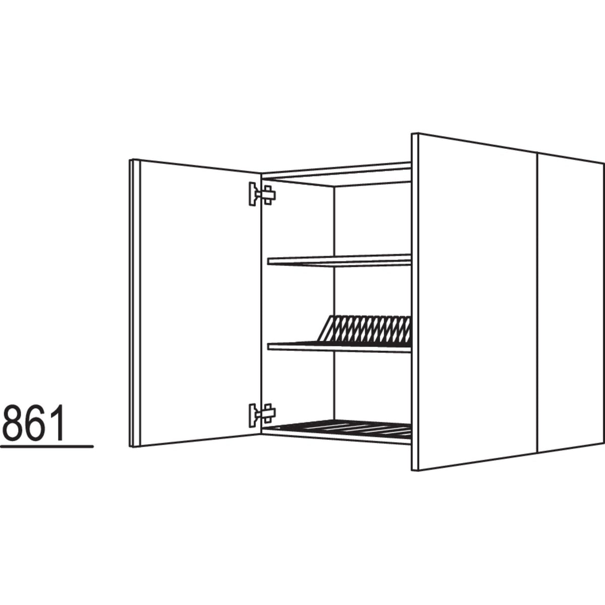 Nobilia Wandschrank mit Abtropfgitter WAG90-3 52039