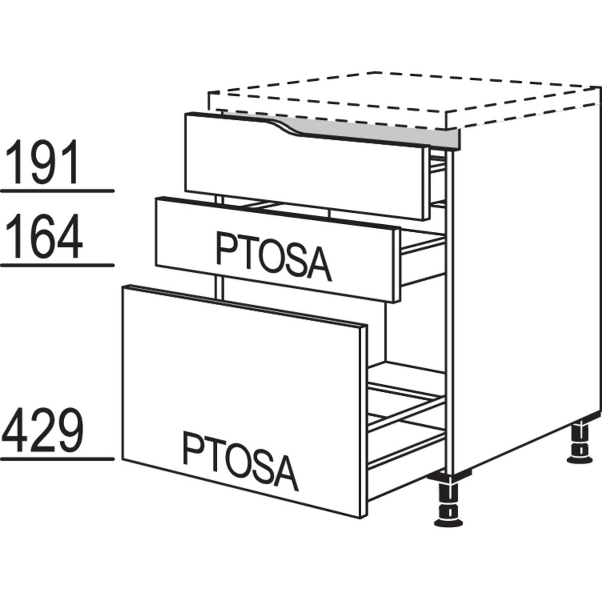 nobilia XL-Abschluss-Auszugschrank Curve LU2SAAC60-X 55646