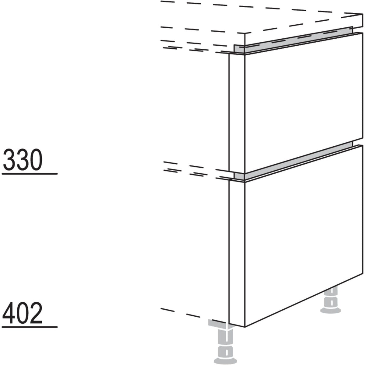Nobilia XL-Abschluss-Frontwange in geteilter Optik NUWFT50-60-X 57971