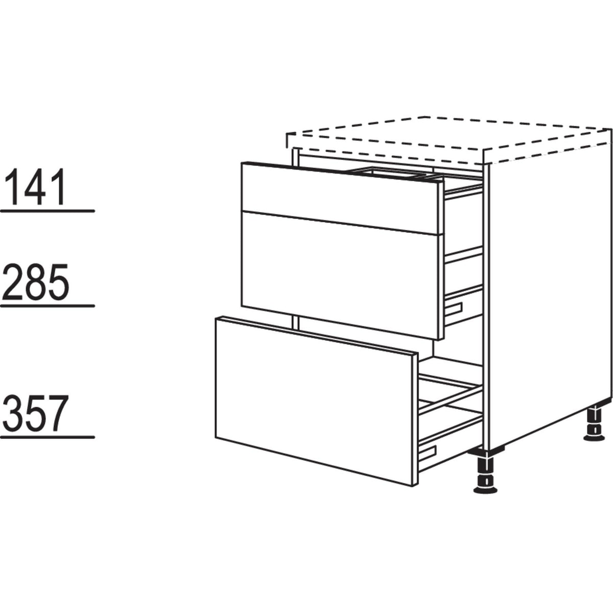 Nobilia XL-Auszugschrank für Mülltrennung UAASA60-X 37214