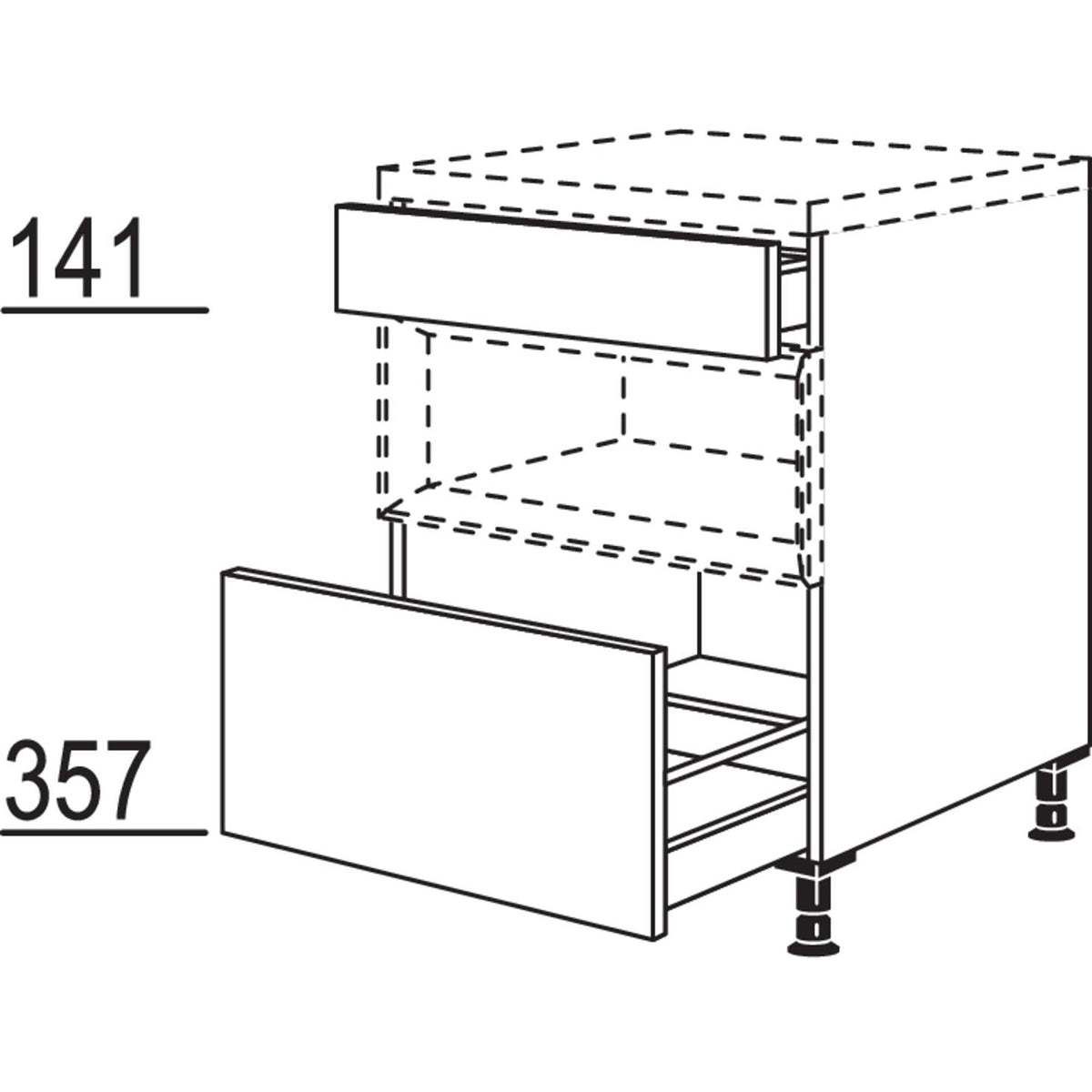 nobilia XL-Auszugschrank fuer Regaleinsatz Case USAC60-X 37220