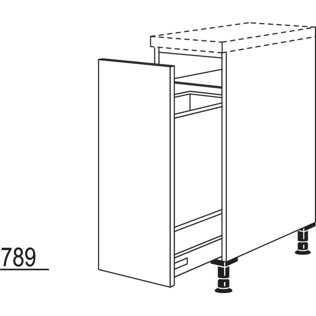 Nobilia XL-Auszugschrank mit Wertstoffsammler UDAWS30-X 37138