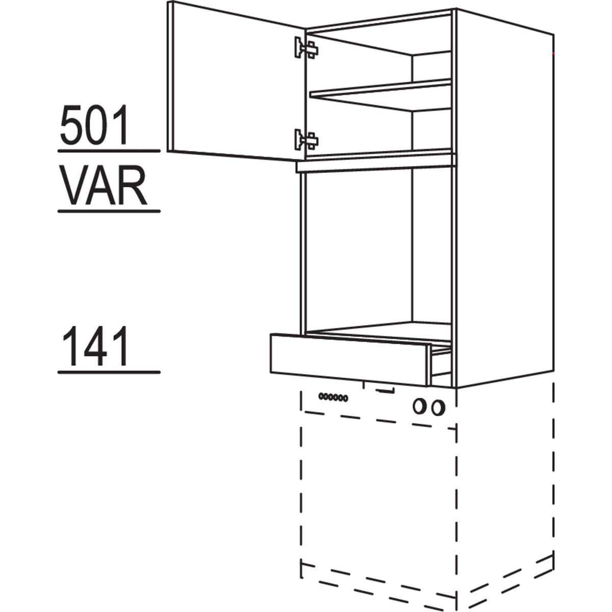 nobilia XL-Geraete-Umbau Backofen - Geschirrspueler GOGSP60-1X 34879