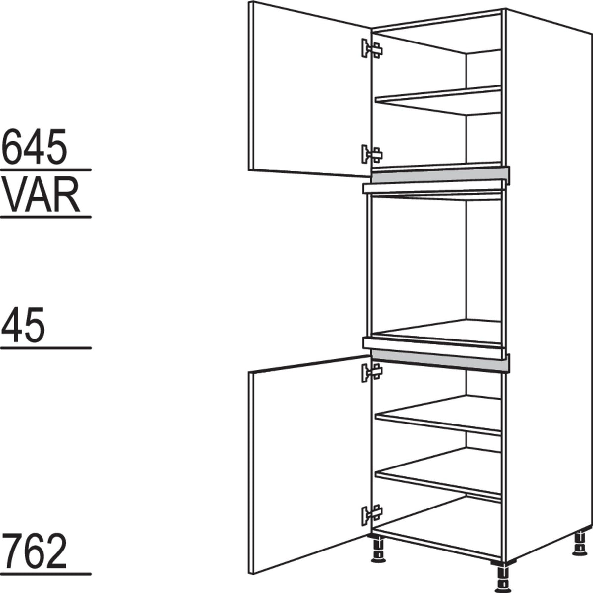 Nobilia XL-Geraete-Umbau Backofen NGO-2X 43320