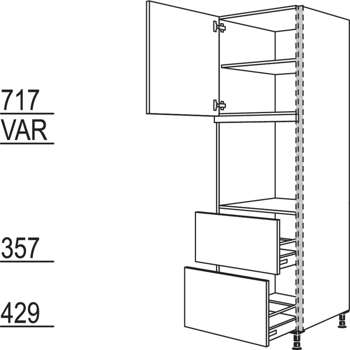 Nobilia XL-Geräte-Umbau Backofen NGSO2A-2X 45932