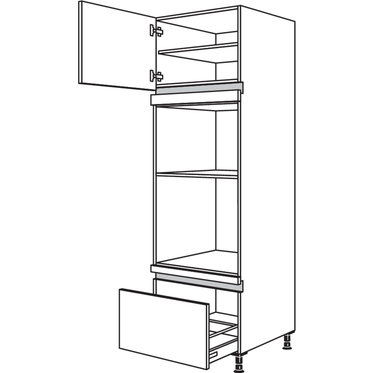 Nobilia XL-Geraete-Umbau Backofen und Dampfgarer - Kompaktgeraet NGODKA-2X 43323