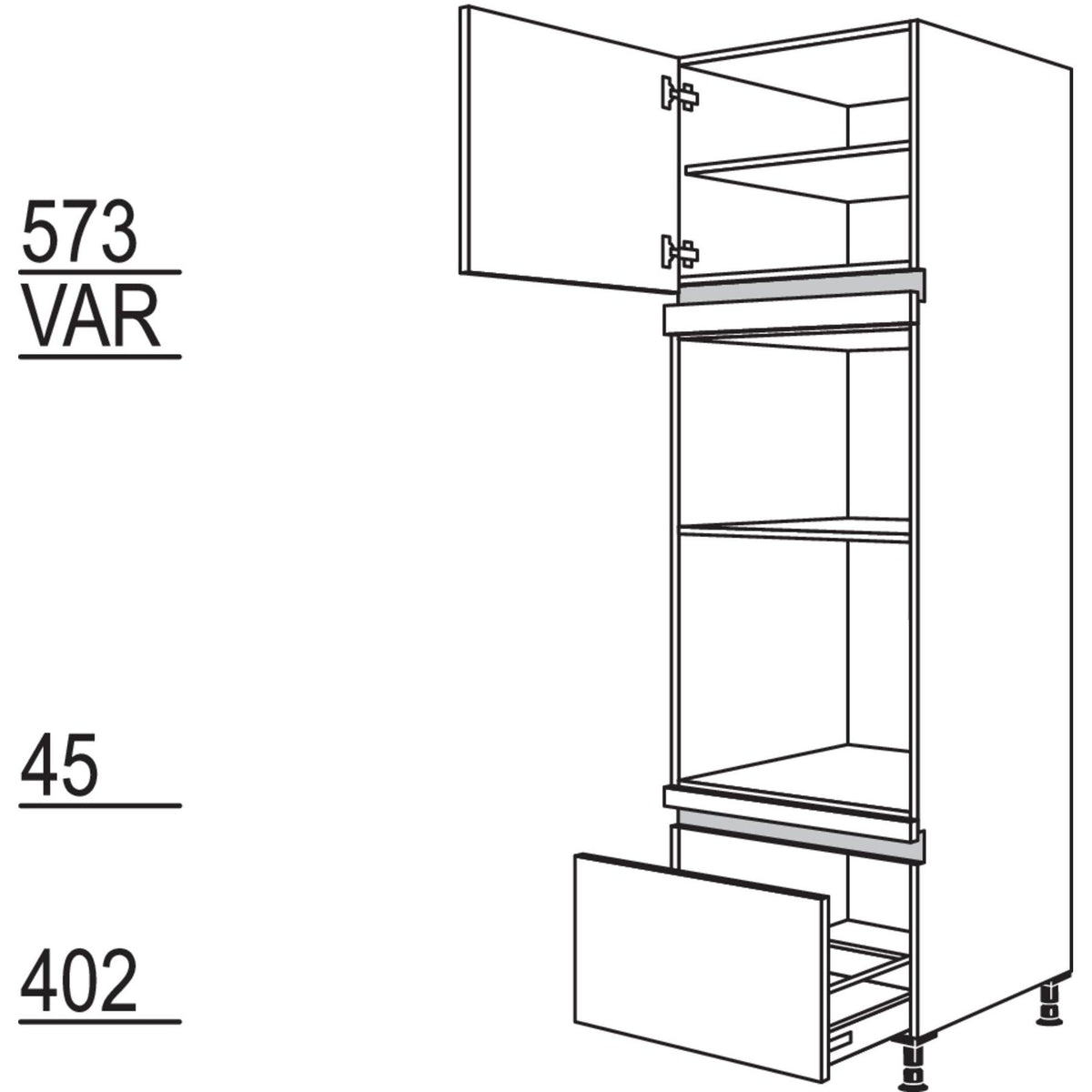 Nobilia XL-Geraete-Umbau Backofen und Dampfgarer - Kompaktgeraet NGODKA-3X 53323