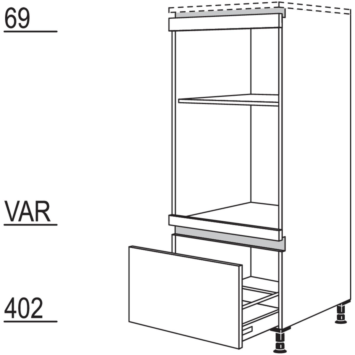 Nobilia XL-Geräte-Umbau Backofen und Mikrowelle NGMOA-X 53360
