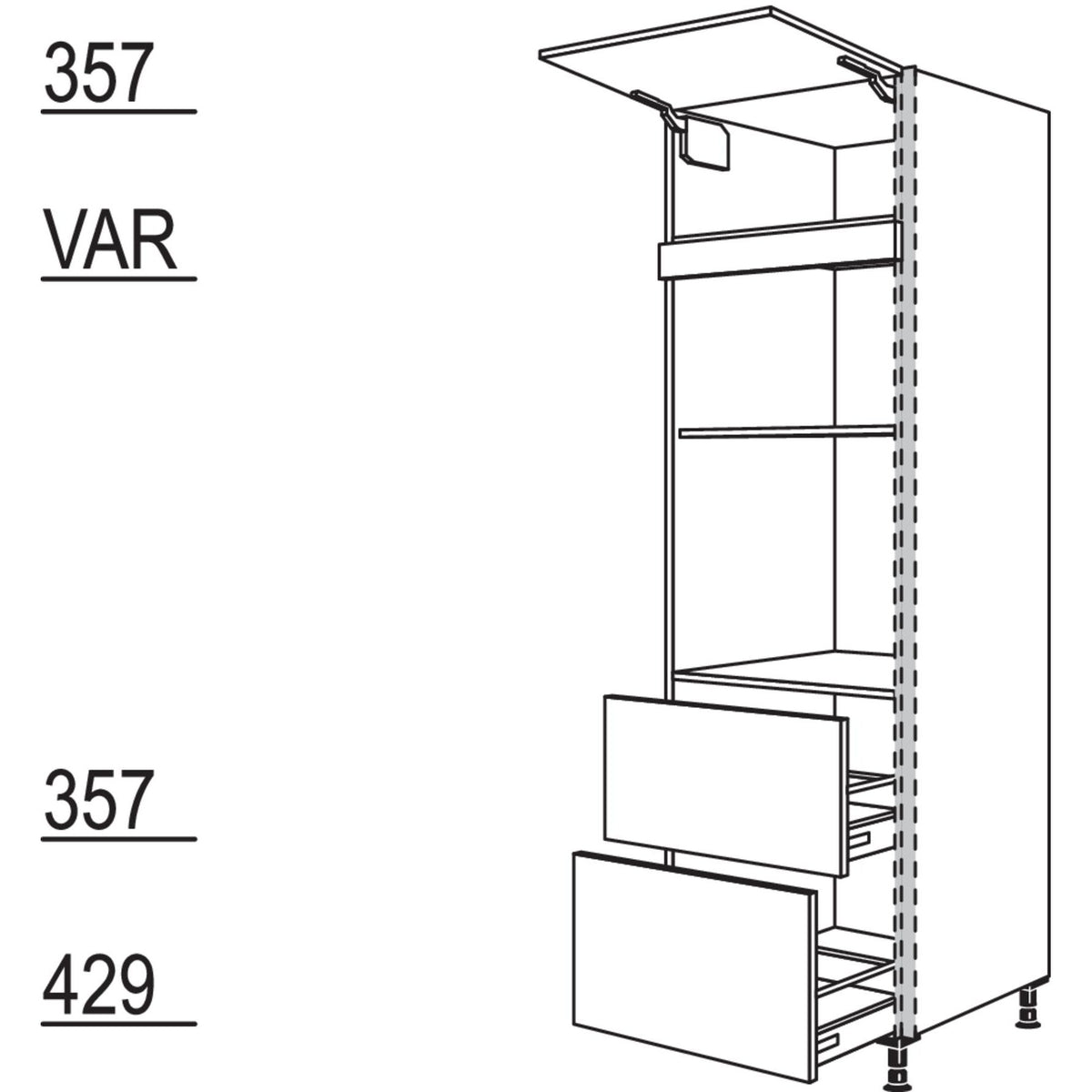 Nobilia XL-Geraete-Umbau Backofen und Mikrowelle NGSMO2A-3X 56935