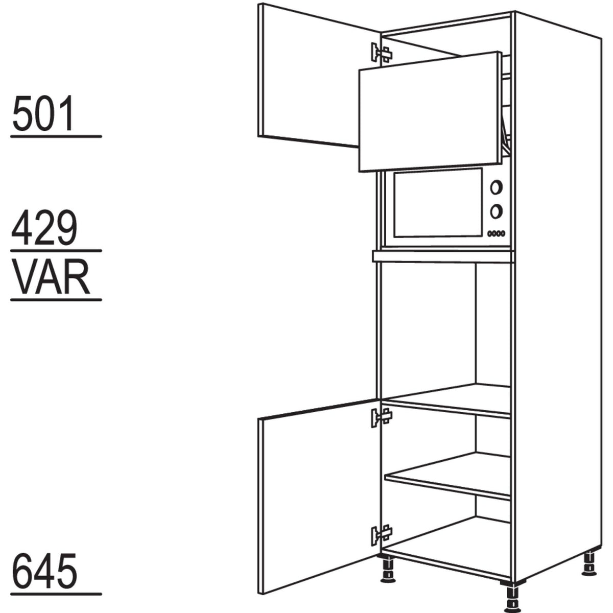 Nobilia XL-Geraete-Umbau Backofen und Mikrowelle mit Lifttuer GLO-3X 52725