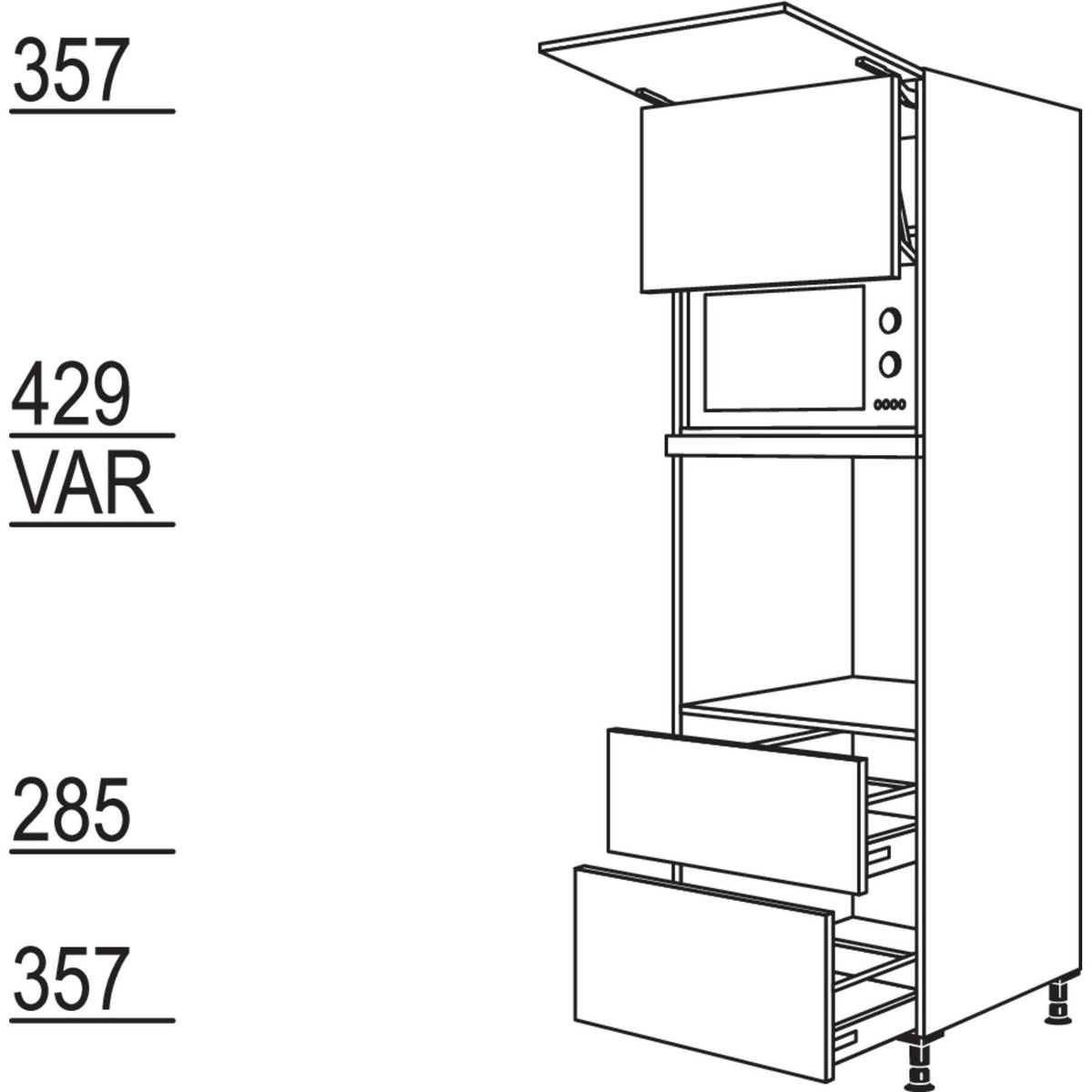 Nobilia XL-Geraete-Umbau Backofen und Mikrowelle mit Lifttuer GLO2A-1X 32726