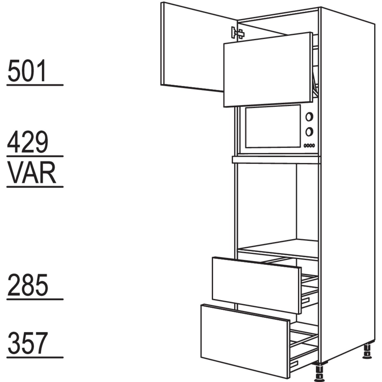 Nobilia XL-Geraete-Umbau Backofen und Mikrowelle mit Lifttuer GLO2A-3X 52726