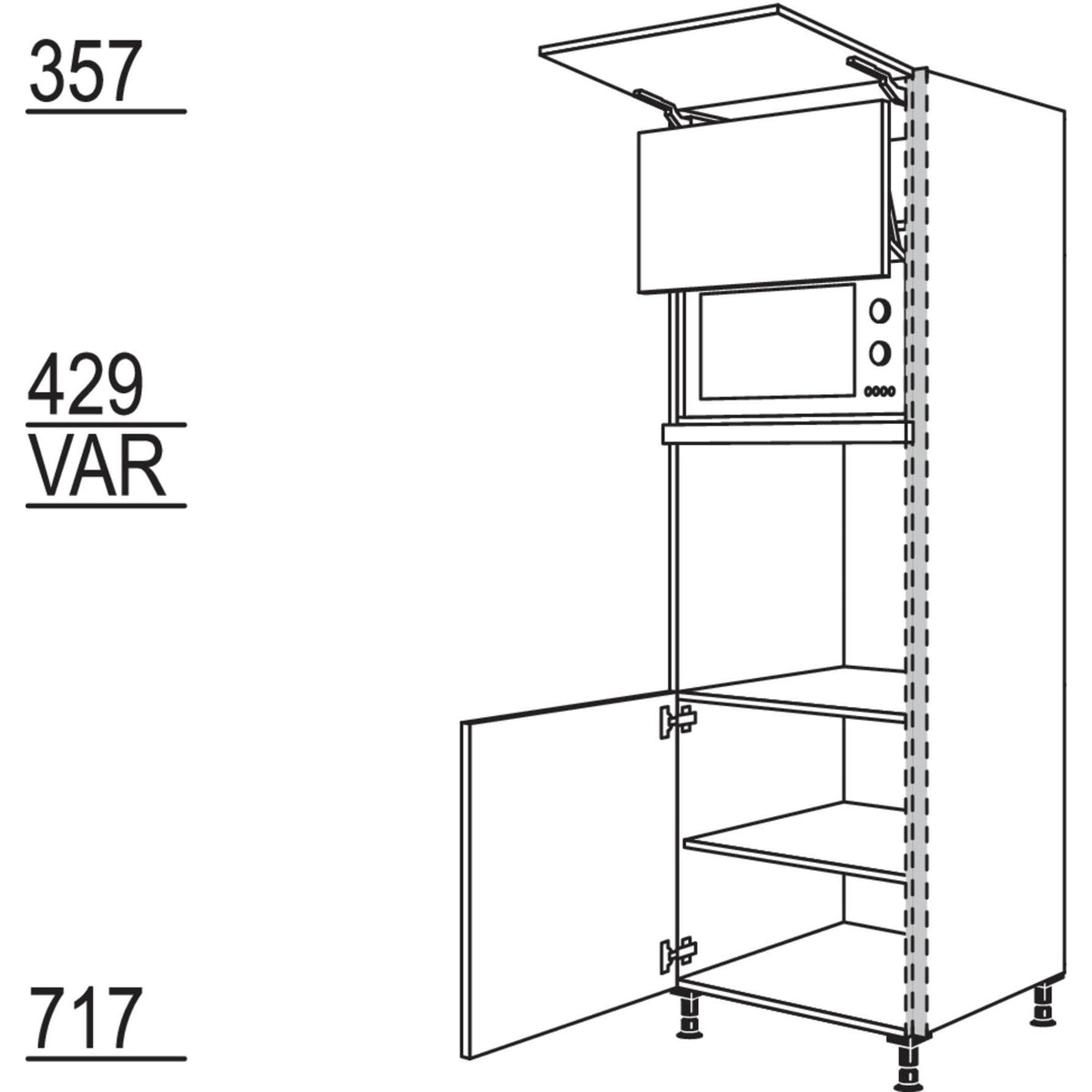 Nobilia XL-Geräte-Umbau Backofen und Mikrowelle mit Lifttür NGSLO-3 52595
