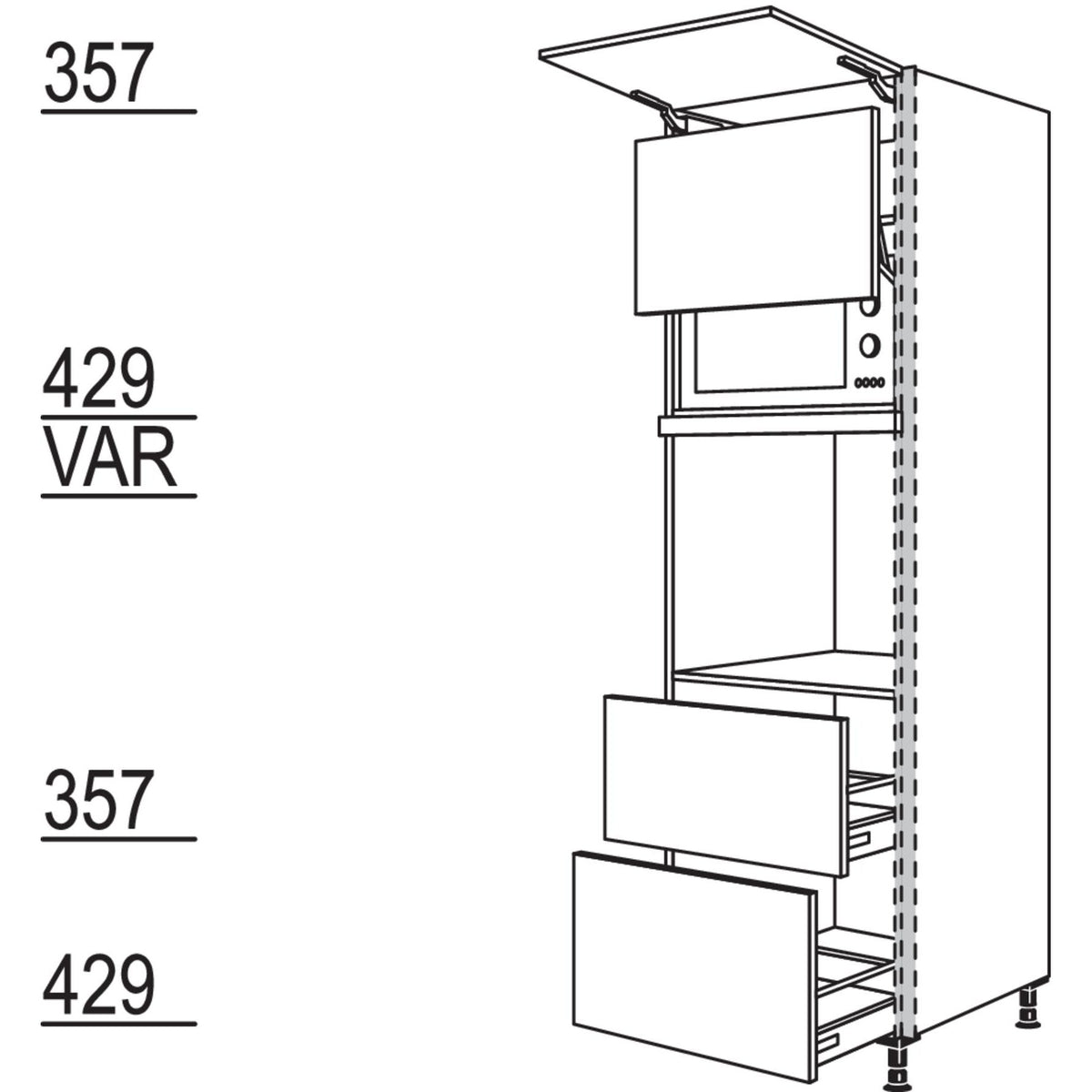 Nobilia XL-Geraete-Umbau Backofen und Mikrowelle mit Lifttuer NGSLO2A-3X 56926