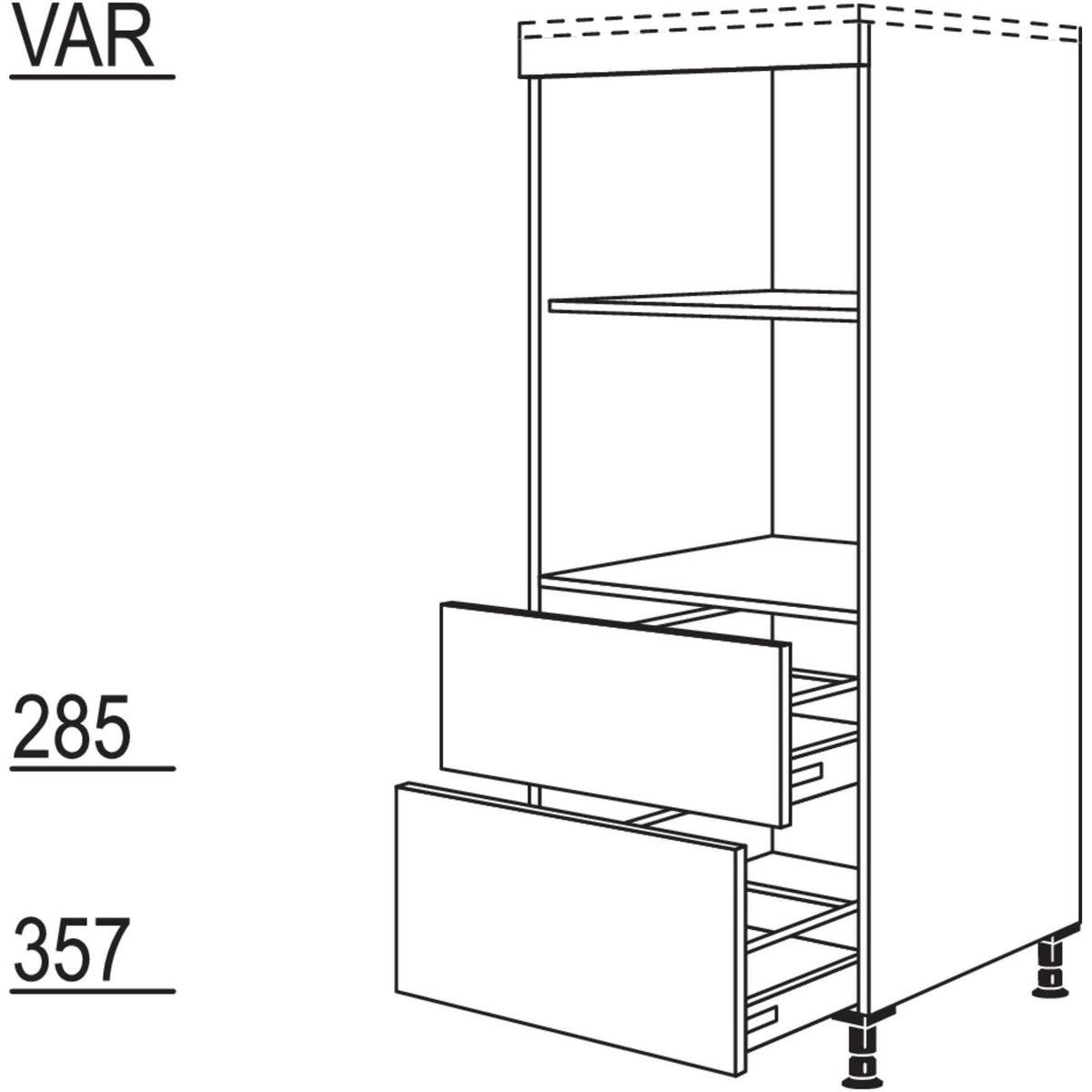 Nobilia XL-Geräte-Umbau Backofen und Mikrowelle oder Dampfgarer - Kompaktgerät GMO2A-X 34524