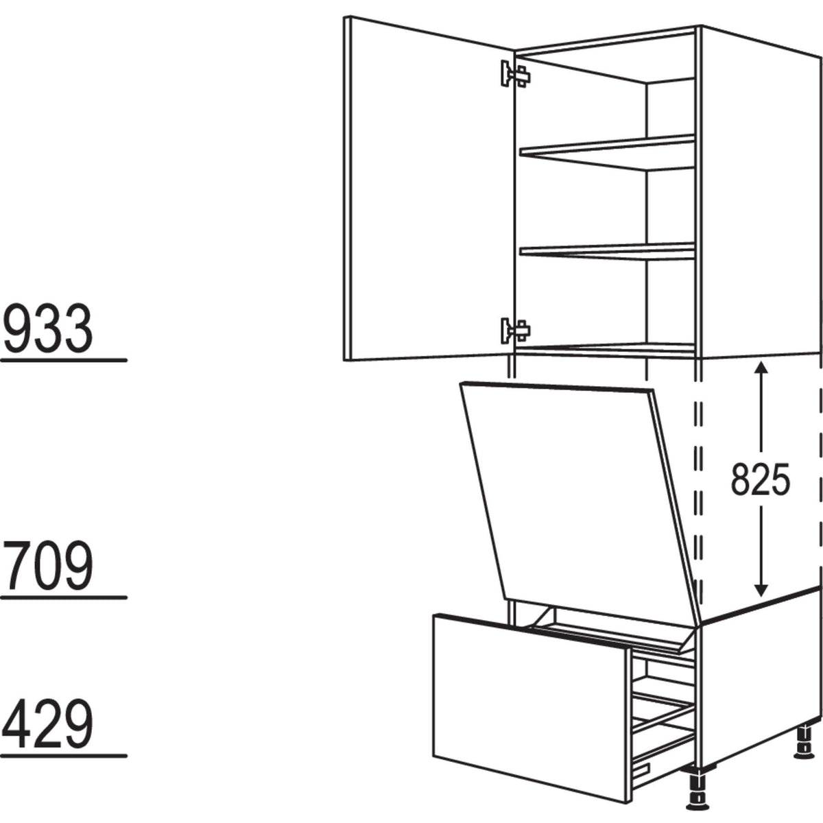 Nobilia XL-Geraete-Umbau Geschirrspueler geeignet fuer Nischenhoehe- 825 mm - GDGSP45-1X 34875
