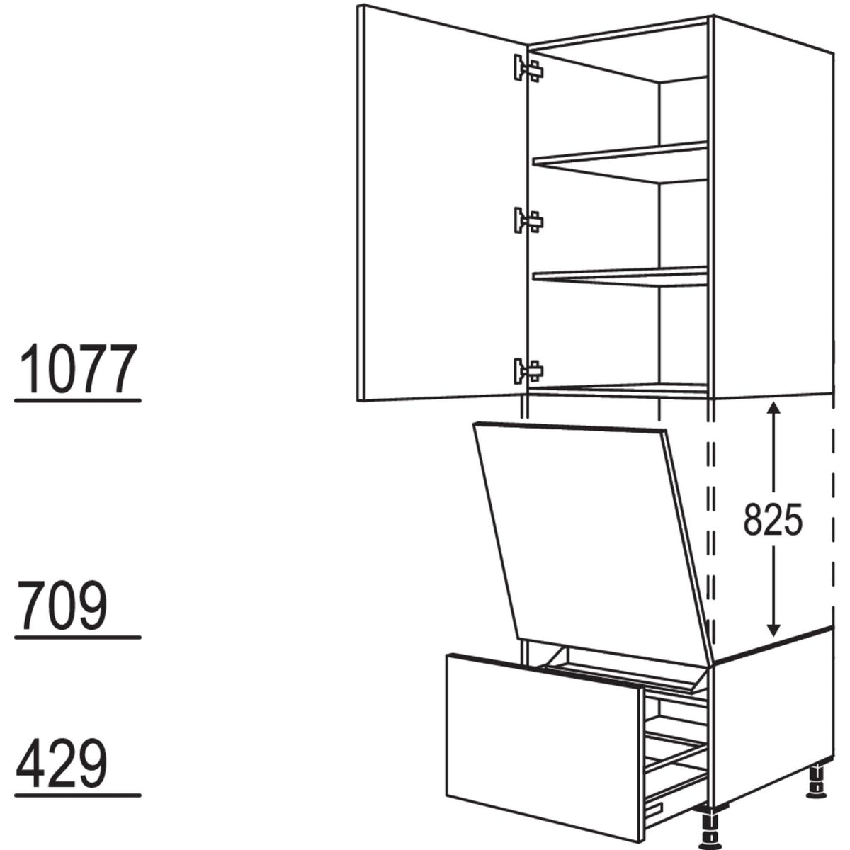 Nobilia XL-Geraete-Umbau Geschirrspueler geeignet fuer Nischenhoehe- 825 mm - GDGSP60-3X 51876