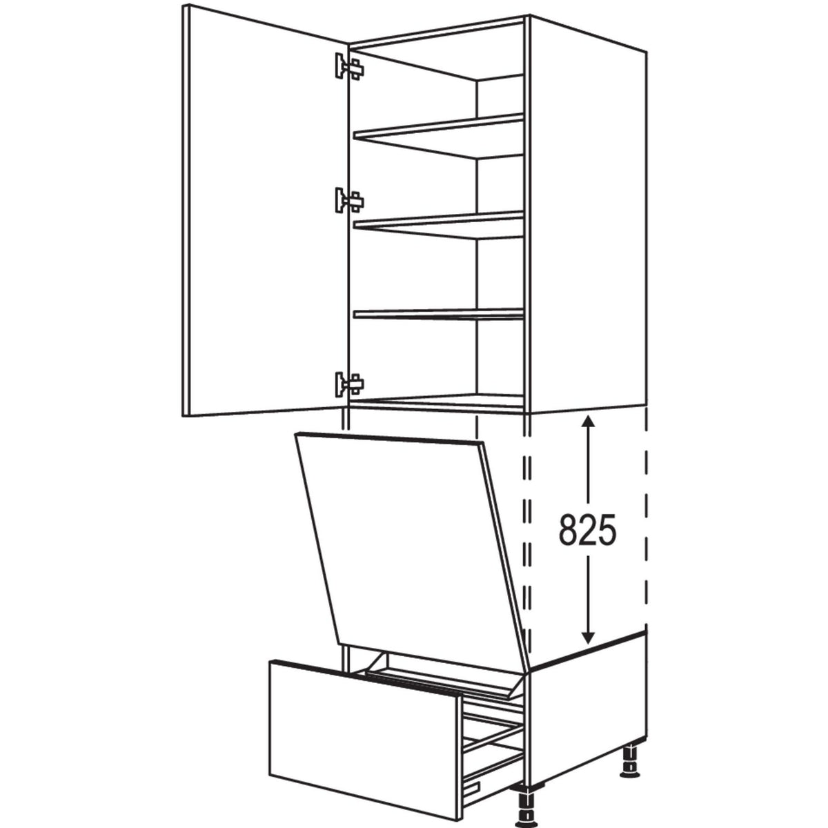 Nobilia XL-Geraete-Umbau Geschirrspueler geeignet fuer Nischenhoehe- 825 mm - GGSP45-3X 51812