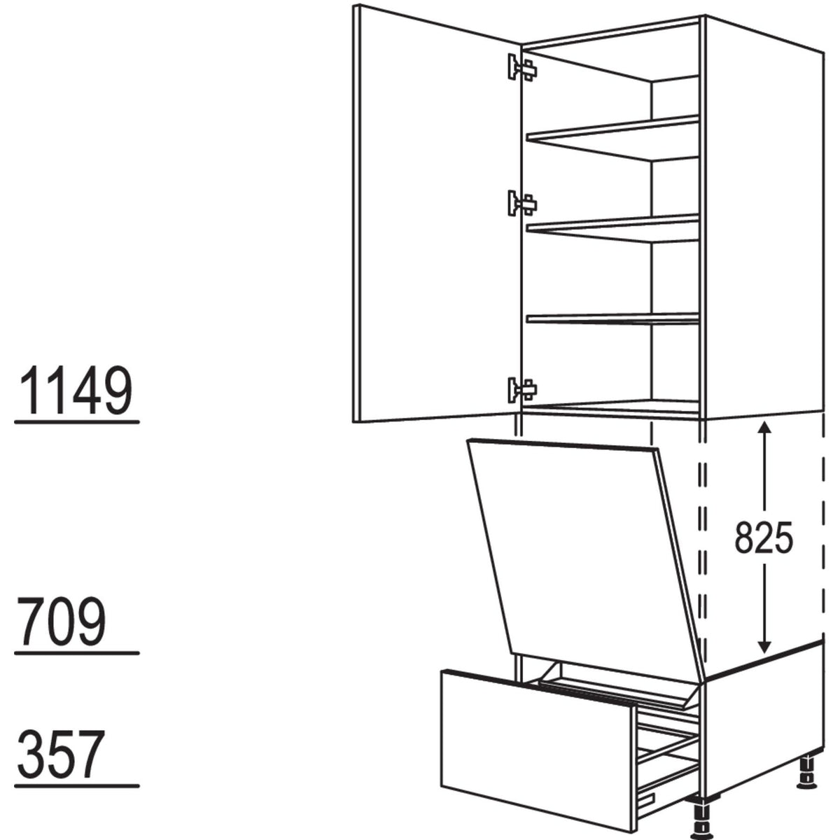 Nobilia XL-Geraete-Umbau Geschirrspueler geeignet fuer Nischenhoehe- 825 mm - GGSP60-3X 51813