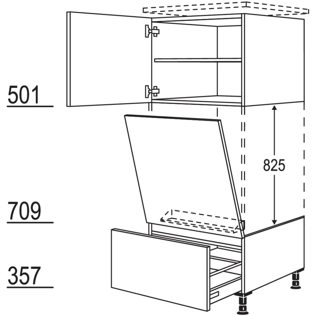 Nobilia XL-Geräte-Umbau Geschirrspüler geeignet für Nischenhöhe- 825 mm - GGSP60-X 32536