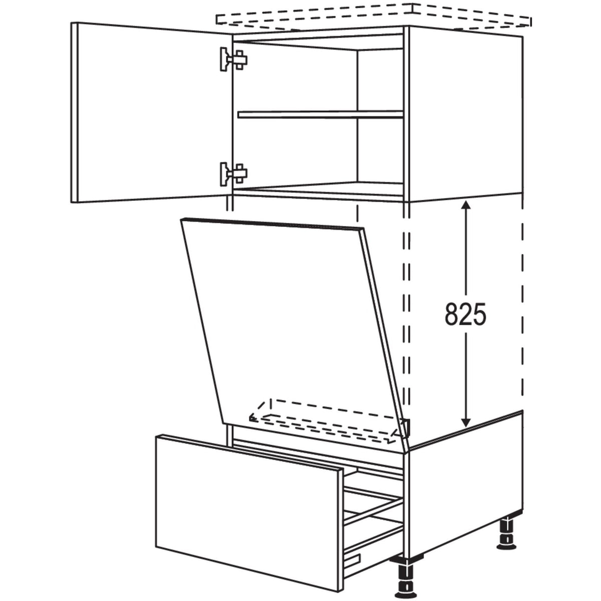 Nobilia XL-Geraete-Umbau Geschirrspueler geeignet fuer Nischenhoehe- 825 mm - GGSP60-X 32536
