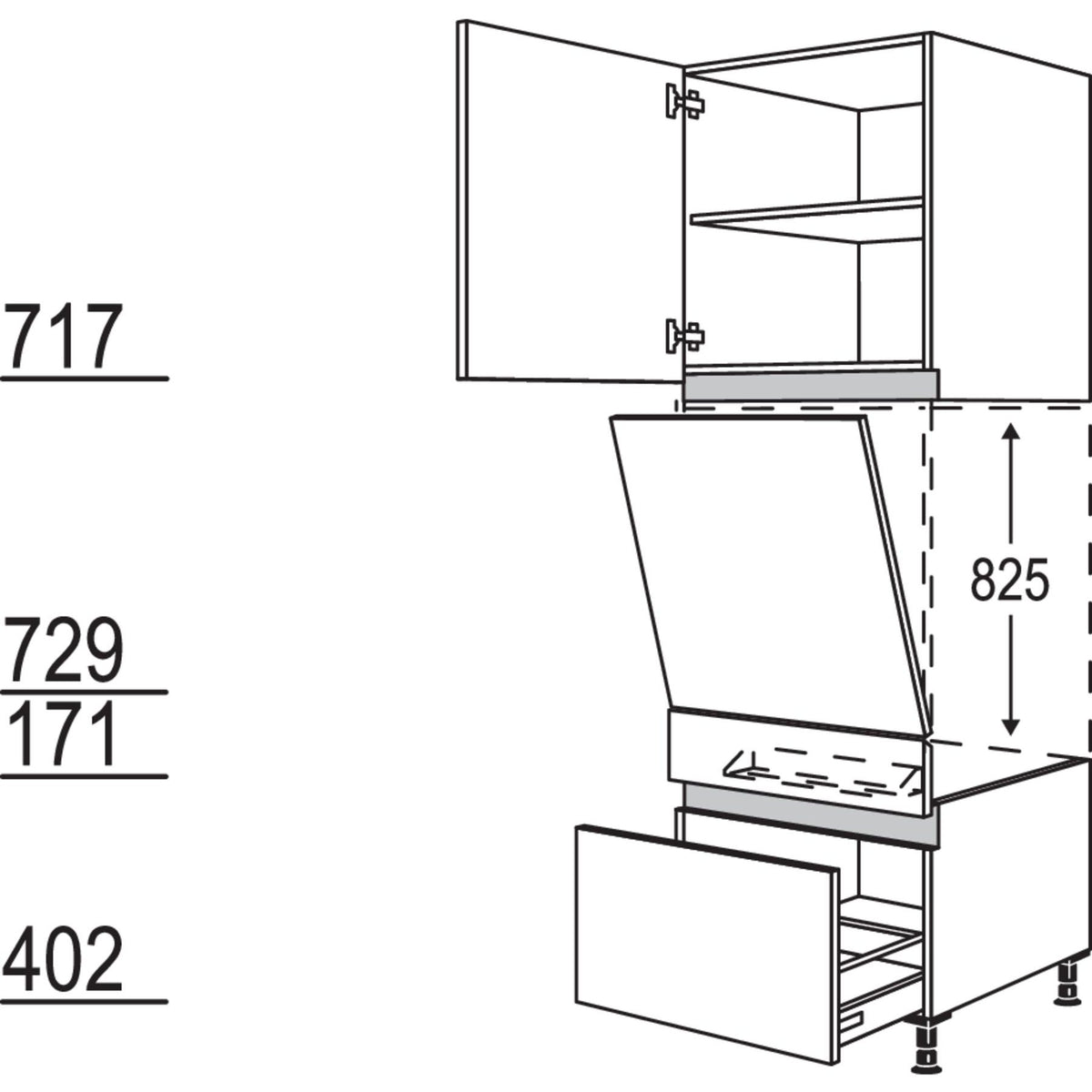 Nobilia XL-Geraete-Umbau Geschirrspueler geeignet fuer Nischenhoehe- 825 mm - NGGSP60-1X 33330