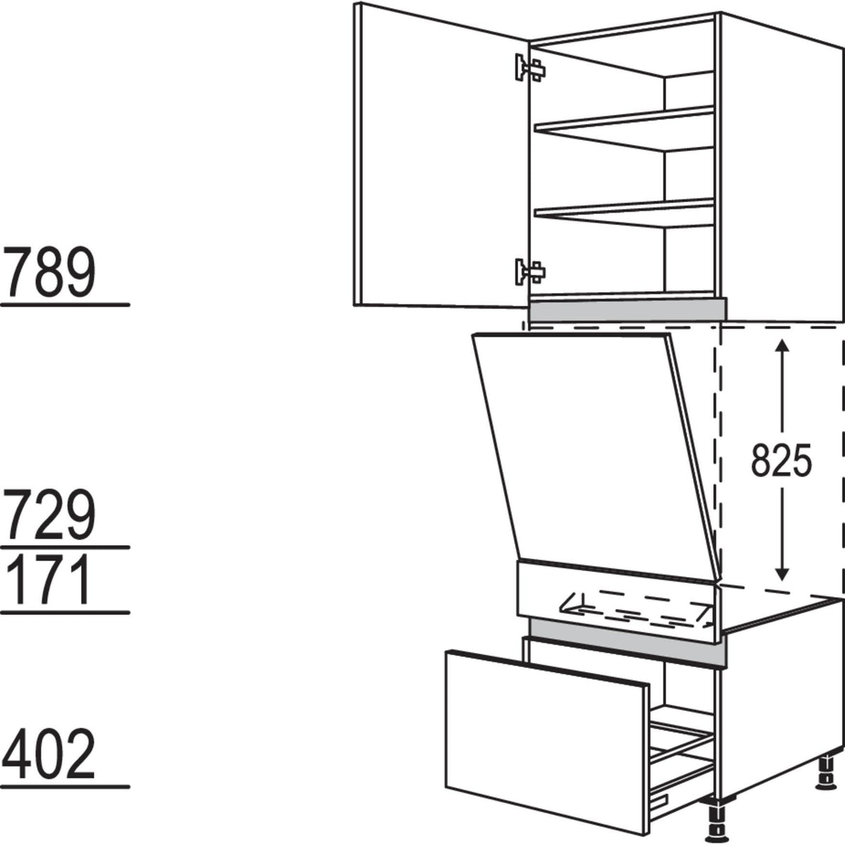 Nobilia XL-Geräte-Umbau Geschirrspüler geeignet für Nischenhöhe- 825 mm - NGGSP60-2X 42330