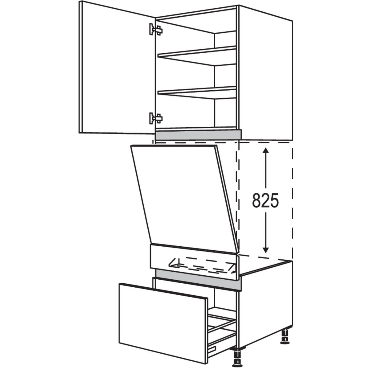 Nobilia XL-Geraete-Umbau Geschirrspueler geeignet fuer Nischenhoehe- 825 mm - NGGSP60-2X 42330