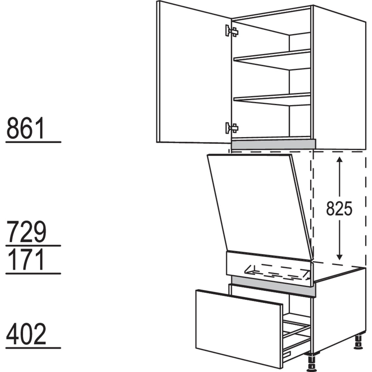 Nobilia XL-Geraete-Umbau Geschirrspueler geeignet fuer Nischenhoehe- 825 mm - NGGSP60-3X 52330