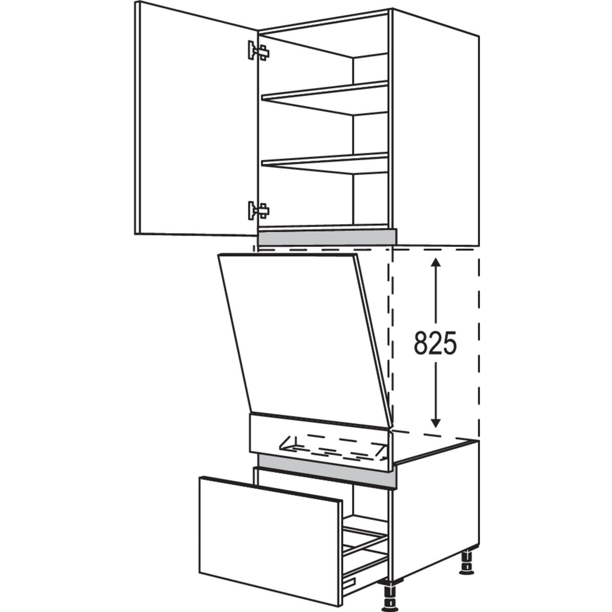 Nobilia XL-Geraete-Umbau Geschirrspueler geeignet fuer Nischenhoehe- 825 mm - NGGSP60-3X 52330