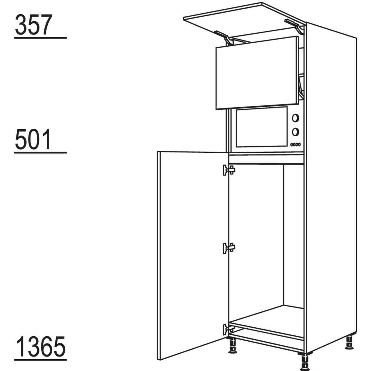 Nobilia XL-Geraete-Umbau Kuehlautomat und Mikrowelle mit Liftttuer G123L-3X 53862