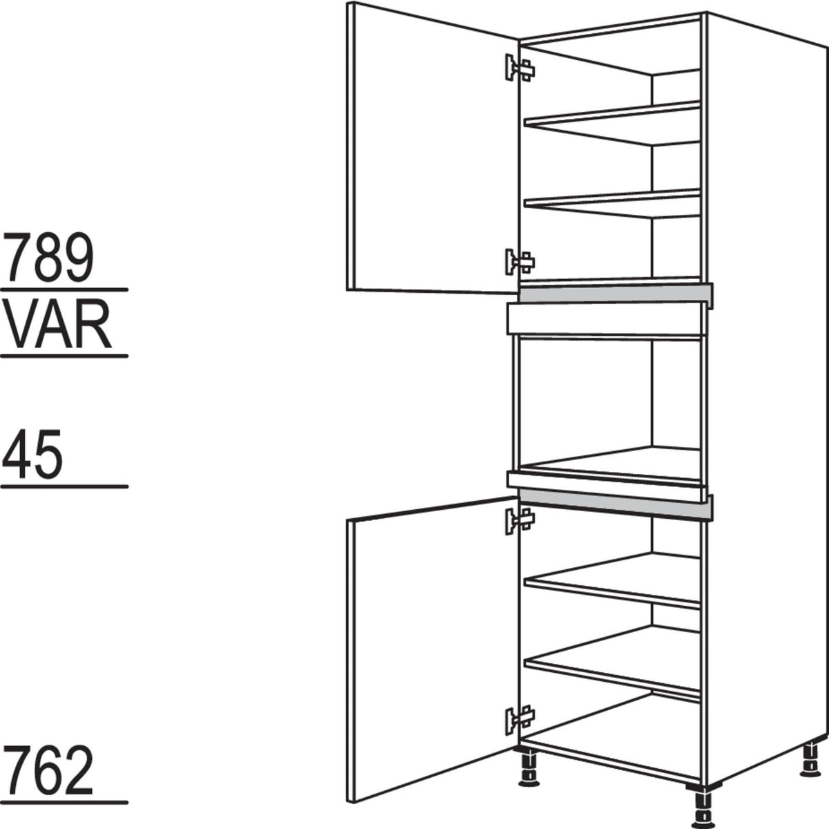Nobilia XL-Geräte-Umbau Mikrowelle NGM-2X 43322
