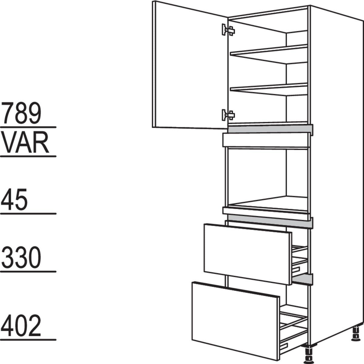 Nobilia XL-Geraete-Umbau Mikrowelle NGM2A-2X 43324