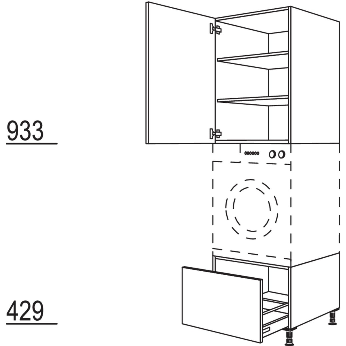 Nobilia XL-Geraete-Umbau Waschmaschine - Waeschetrockner GDWST60-3X 52878