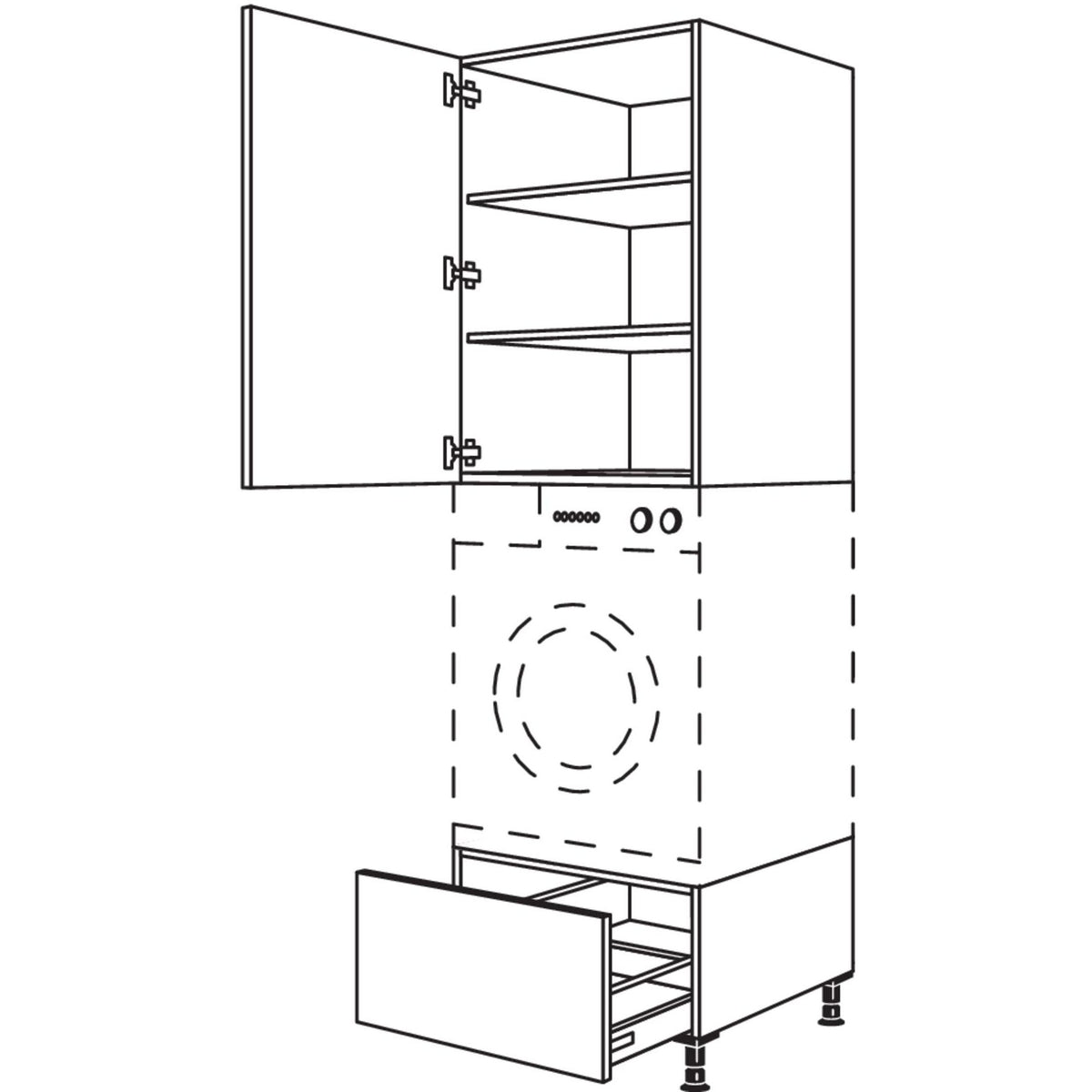 Nobilia XL-Geraete-Umbau Waschmaschine - Waeschetrockner GWST60-3X 51817