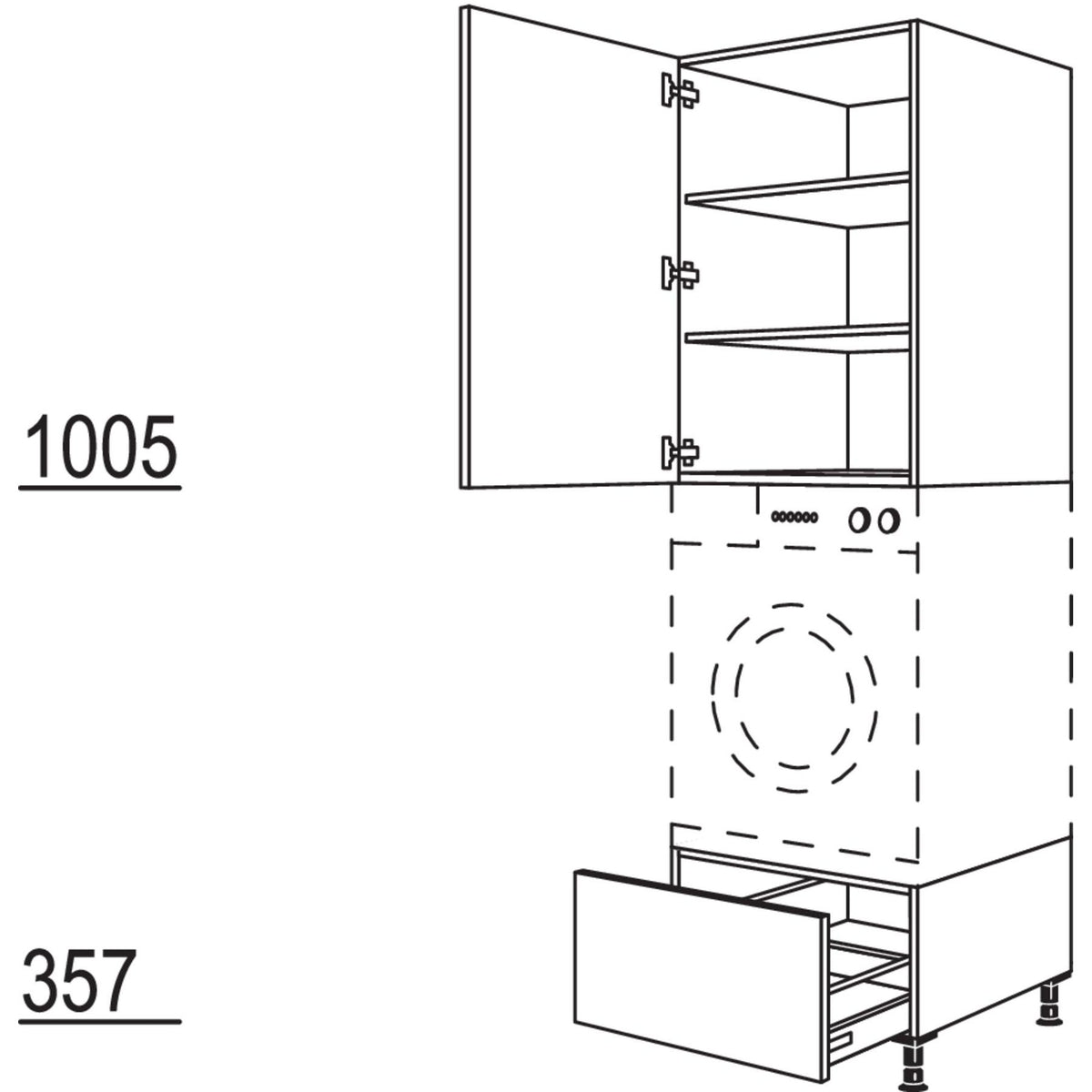 Nobilia XL-Geraete-Umbau Waschmaschine - Waeschetrockner GWST60-3X 51817
