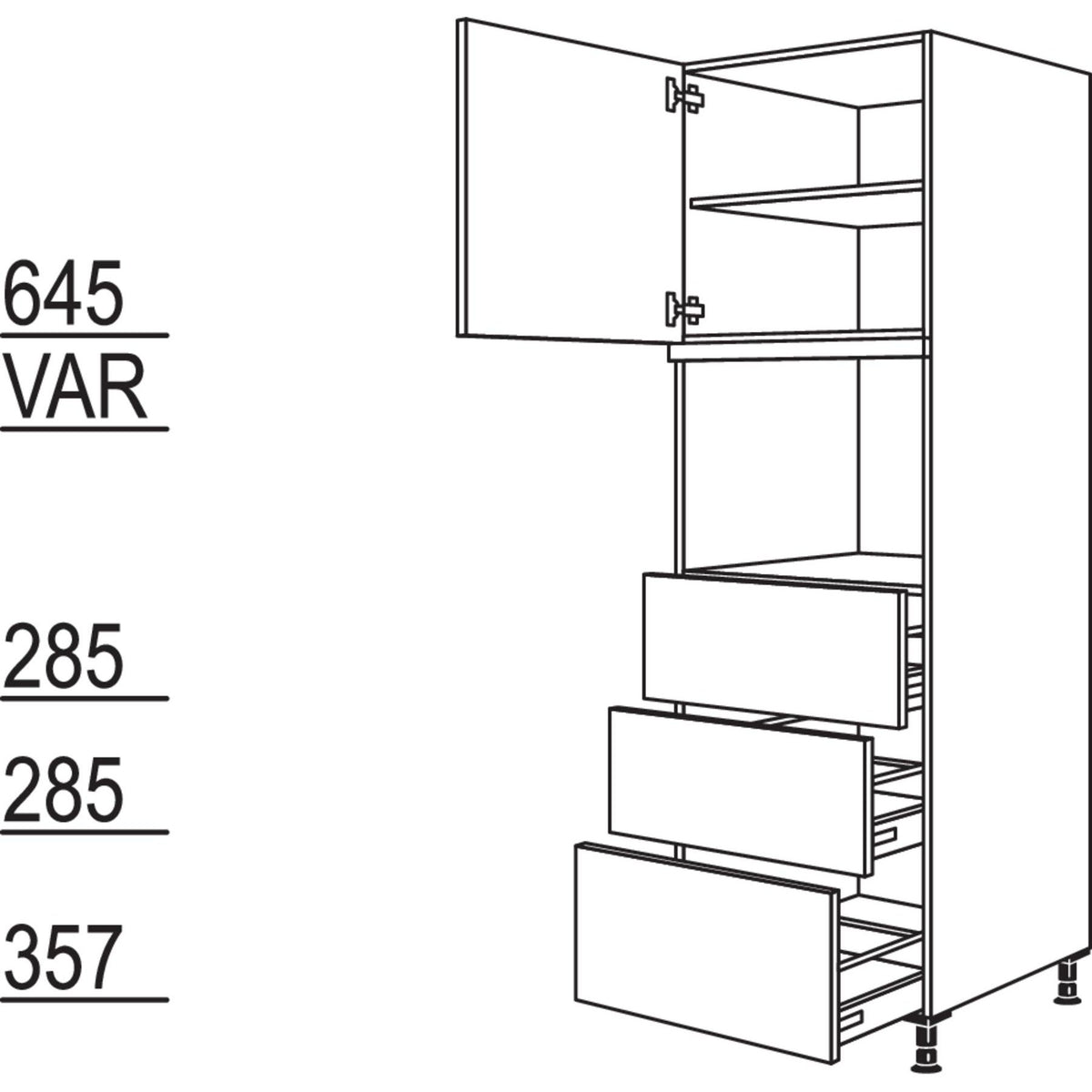 Nobilia XL-Geraete-Umbau fuer Dampfgarer - Kompaktgeraet GDK3A-1X 31735