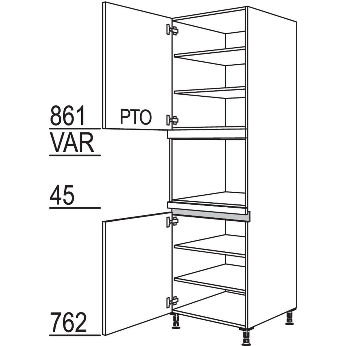 nobilia XL-Geraete-Umbau fuer Dampfgarer - Kompaktgeraet LGDK-3X 53540