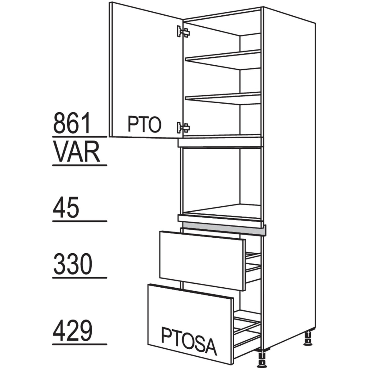 nobilia XL-Geraete-Umbau fuer Dampfgarer - Kompaktgeraet LGDK2A-3X 53542