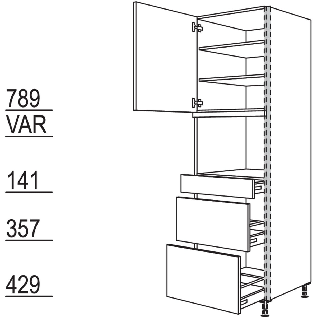 Nobilia XL-Geraete-Umbau fuer Dampfgarer - Kompaktgeraet NGSDKS2A-3X 56938