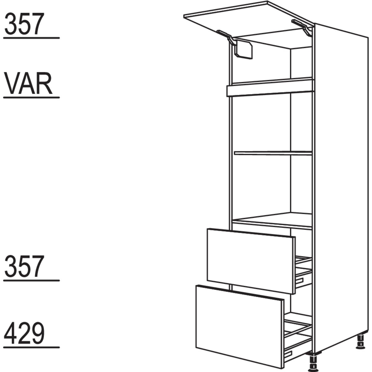 Nobilia XL-Geraete-Umbau fuer Mikrowelle und Dampfgarer - Kompaktgeraet GDMDK2A-1X 32741