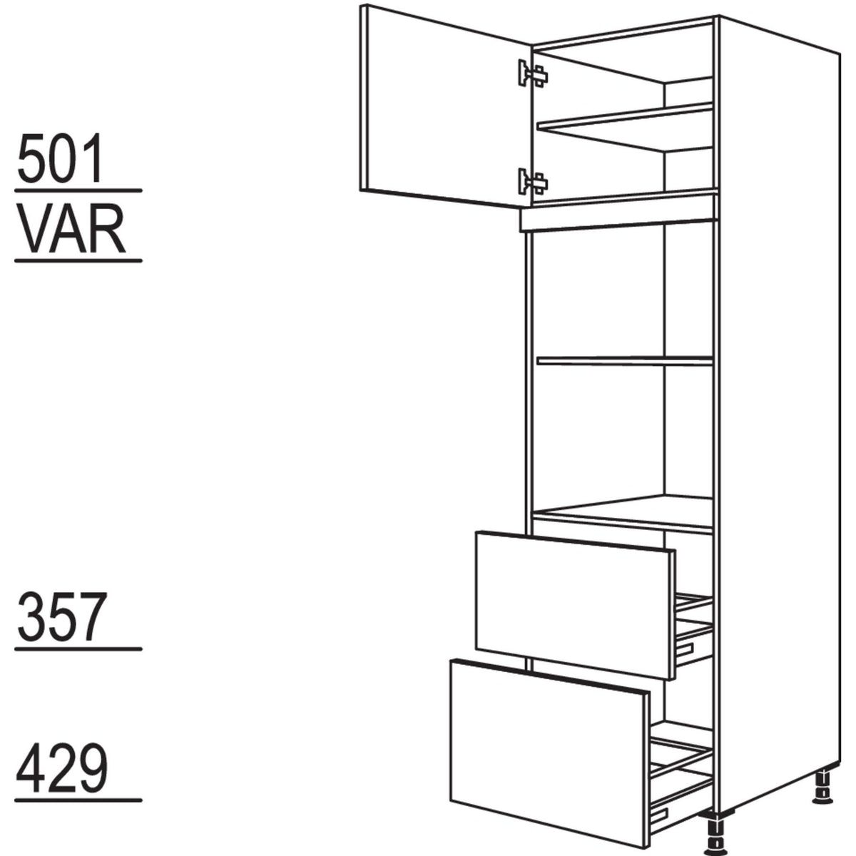 Nobilia XL-Geraete-Umbau fuer Mikrowelle und Dampfgarer - Kompaktgeraet GDMDK2A-3X 52741